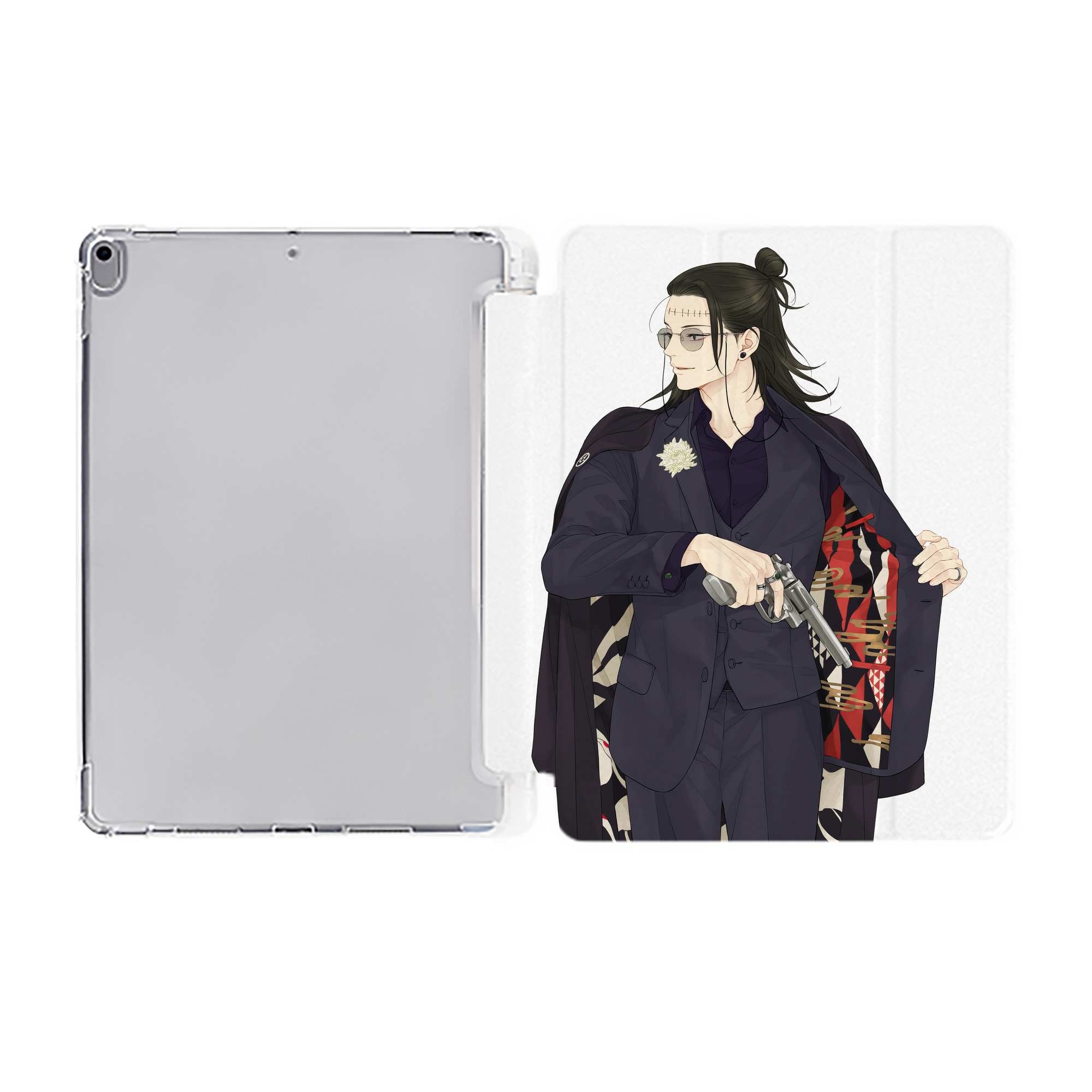 （画像用） 呪術廻戦 Jujutsu Kaisen IPad ケース ペン収納付き 三つ折りスタンド PUレザー×シリコン 対応機種9.5/10.5/10.9インチ